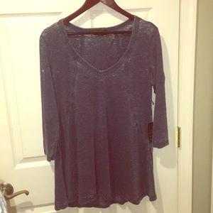 Forever 21+ Navy Blue Burnout 3/4 Sleeve flowy top